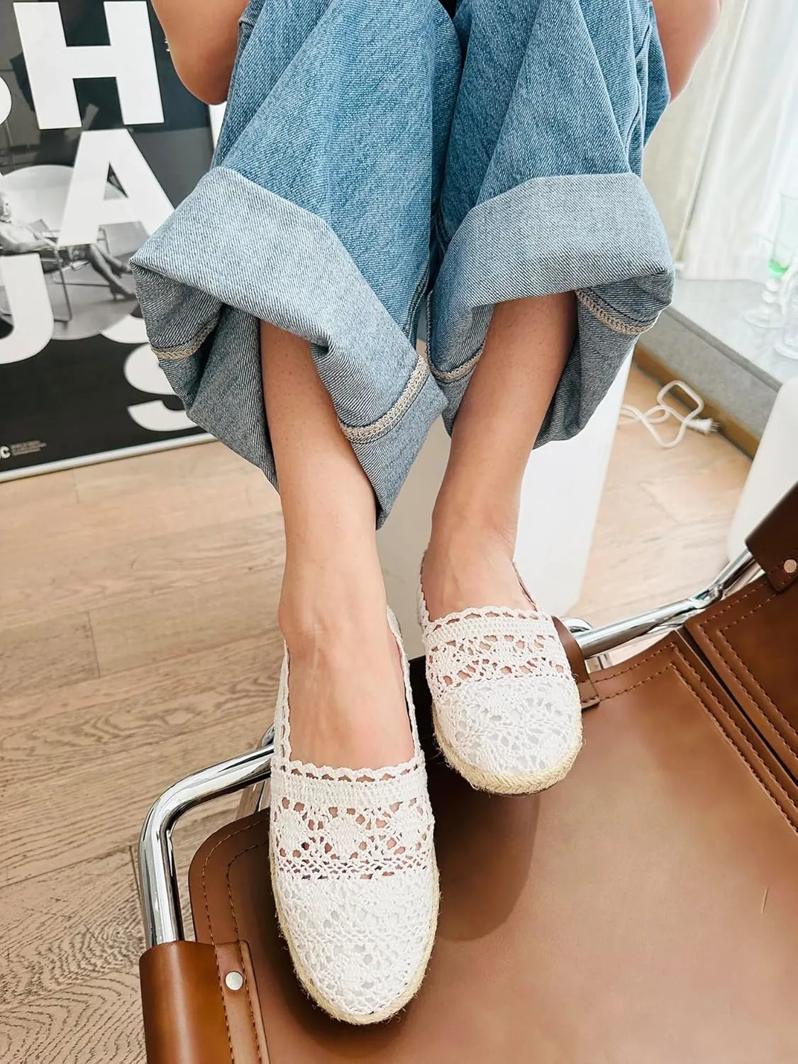 FEVERSOLE Close Toe Espadrilles Women's Comfort Breathable Slip On Flats Shoes