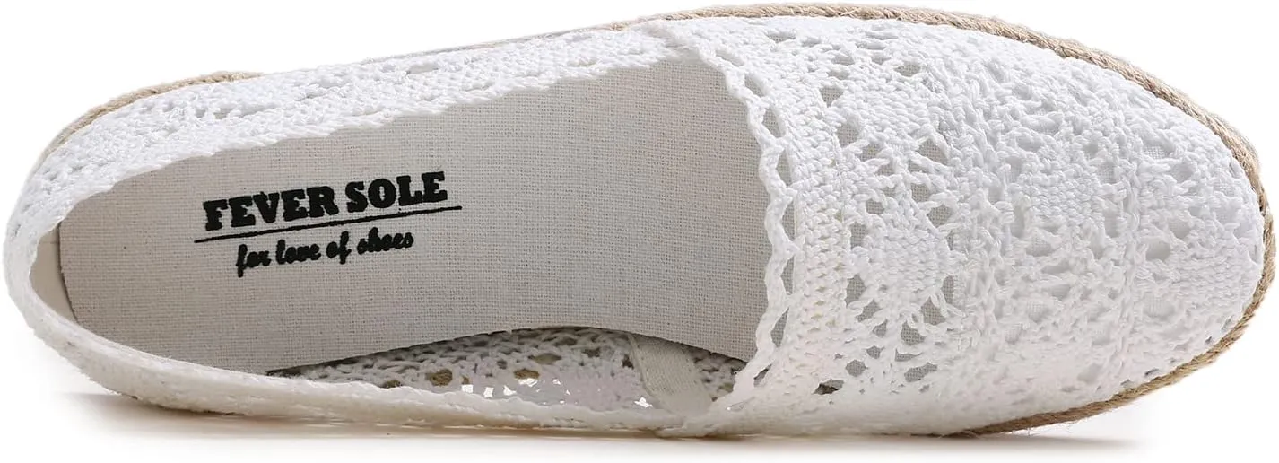 FEVERSOLE Close Toe Espadrilles Women's Comfort Breathable Slip On Flats Shoes