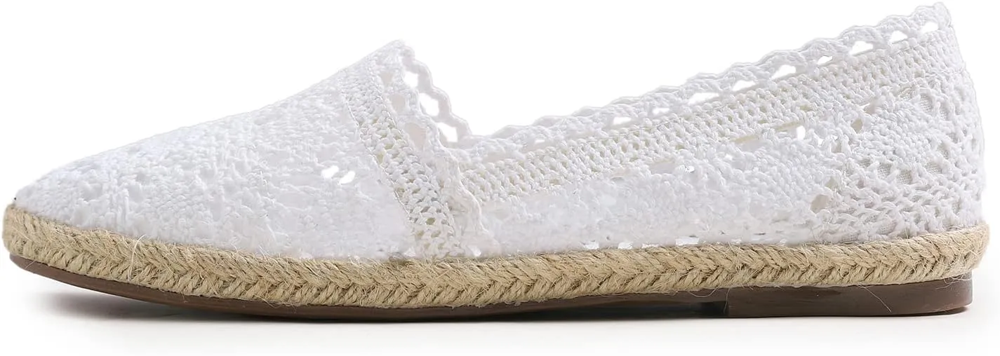 FEVERSOLE Close Toe Espadrilles Women's Comfort Breathable Slip On Flats Shoes