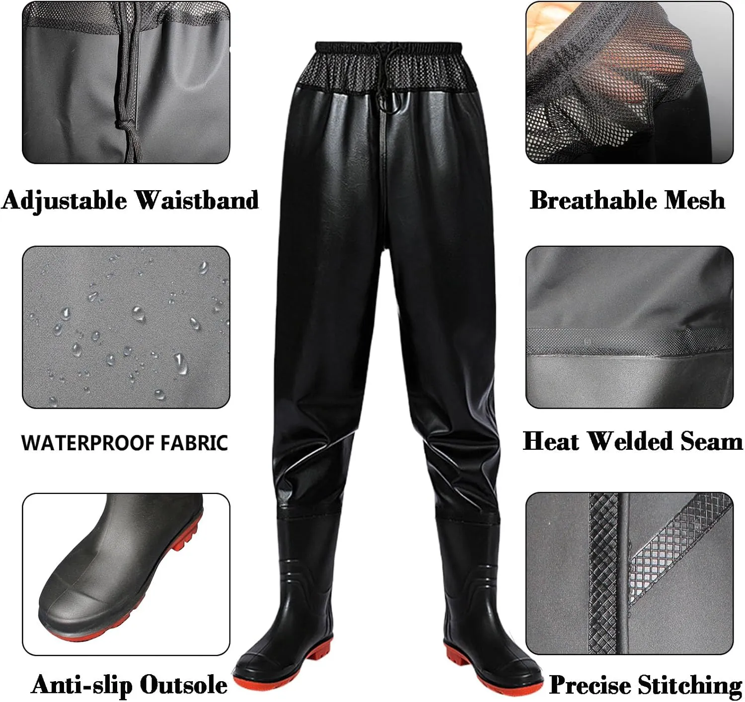 Fishing Waders for Men Women, Breathable Waist Wader Pants Fishing Waders with Boots, Waterproof Bootfoot Waders
