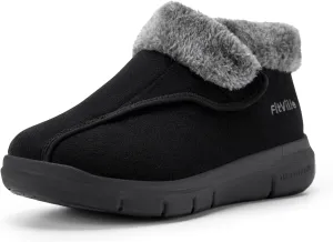 FitVille Diabetic Shoes for Women Wide Width, Warm Adjustable Boots Swollen Feet Shoes for Elderly Foot Pain Relief Plantar Fasciitis Neuropathy