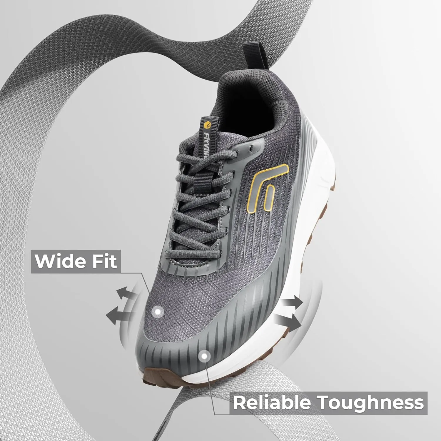 FitVille Extra Wide Walking Shoes for Men Orthopedic Trail Running Shoes Sneakers for Plantar Fasciitis Foot Pain Relief
