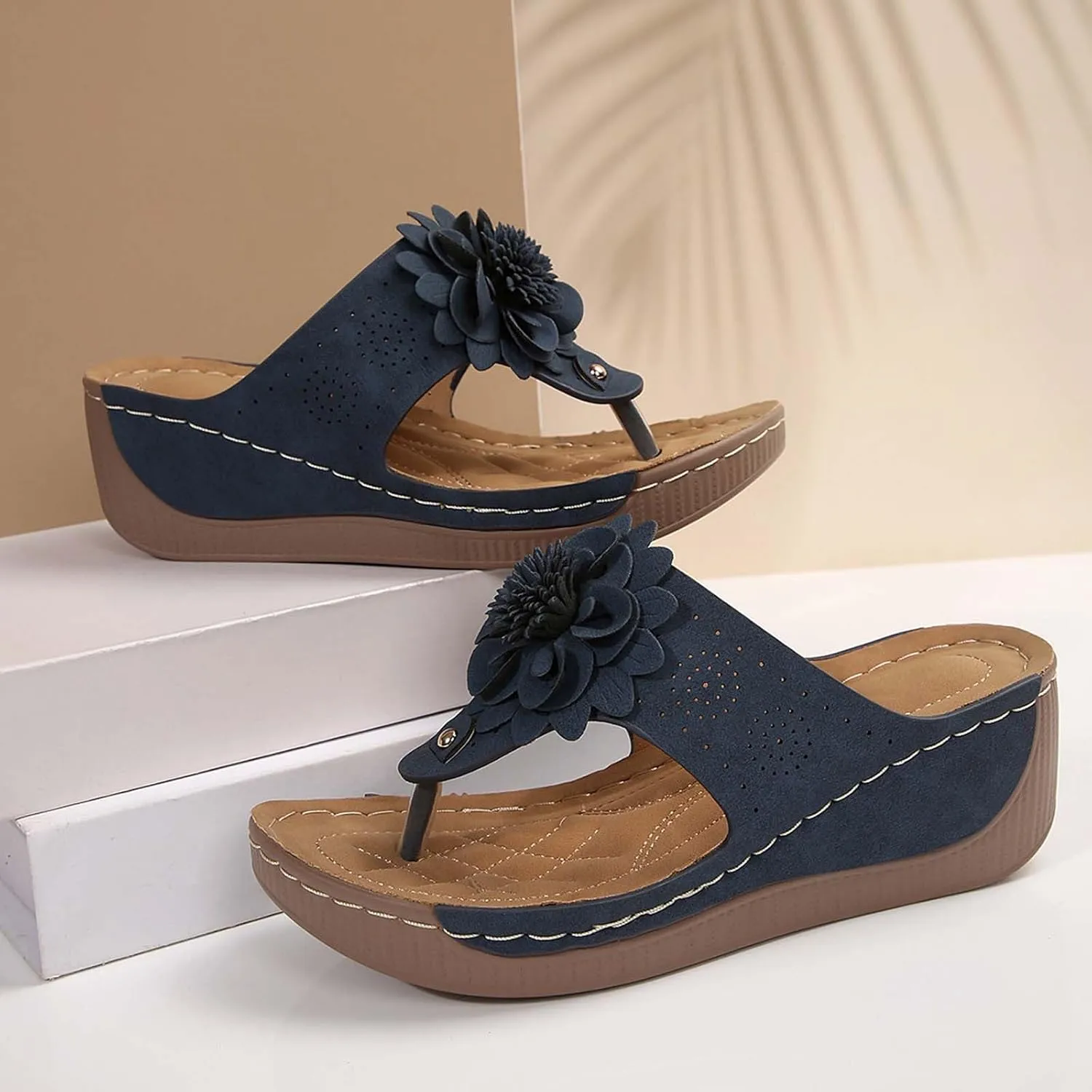 Flip Flops for Women Casual Wedge Slide Sandals T Strap Arch Support Sandals Summer Orthopedic Flip Flops