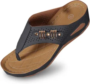Flip Flops for Women Casual Wedge Slide Sandals T Strap Arch Support Sandals Summer Orthopedic Flip Flops