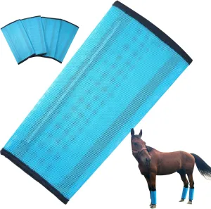 Fly Boots for Horses Set of 4, Breathable Fine Mesh Design with Soft Trimming for Comfort, Reduces Stomping, Hoof Damage, and Leg Fatigue (Blue/Medium)