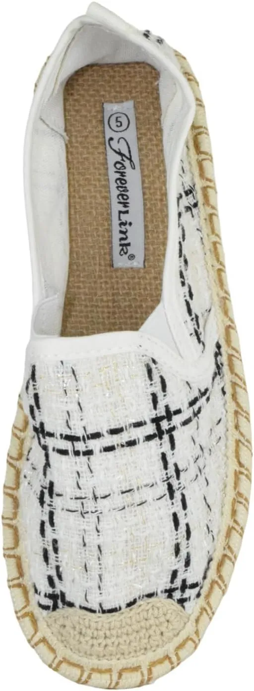 Forever Flat Women Shoes Canvas Slip-On Loafers Espadrilles Jute Style Breathable Knit Fabric Light Weight See Through Pledge