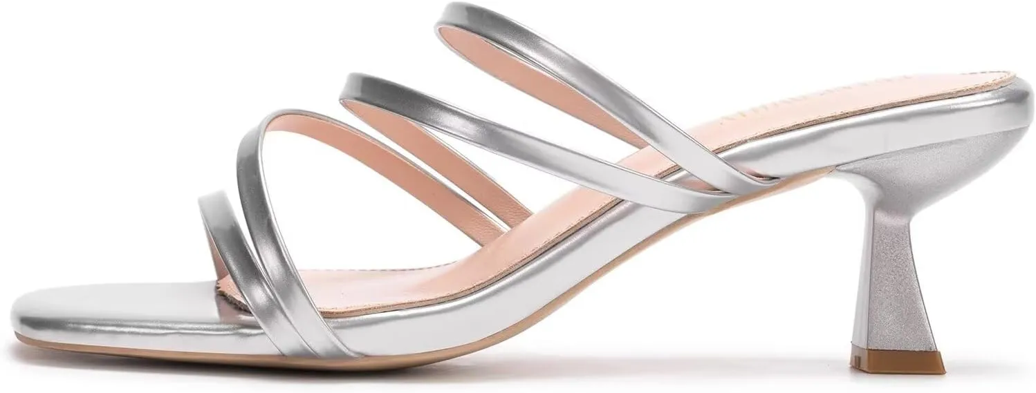 Frank Mully Women's Strappy Heels Comfortable Kitten-Heels Sandals Square Open Toe Cute Wedding Party Evening Prom Dress Pump Sandals Shoes