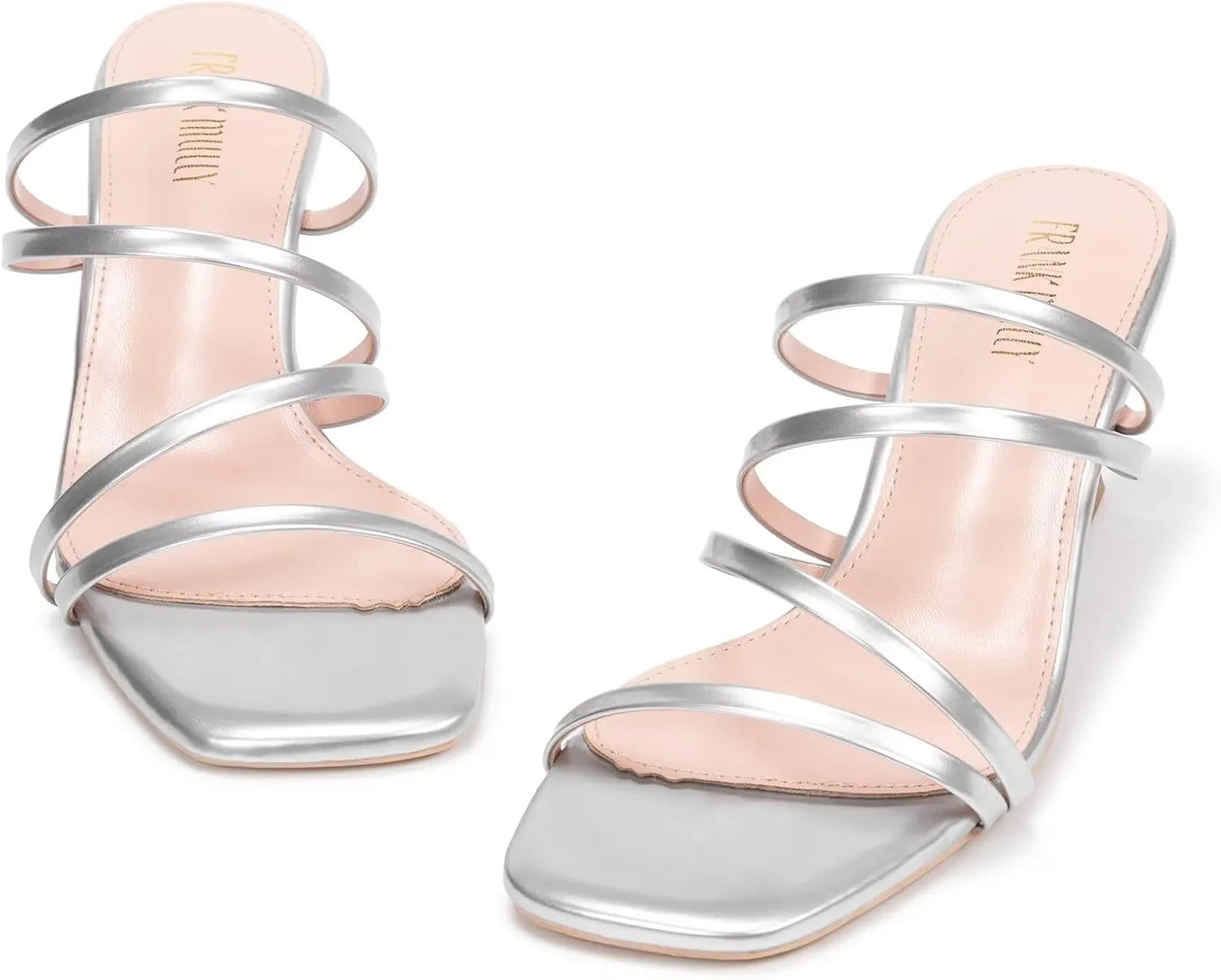 Frank Mully Women's Strappy Heels Comfortable Kitten-Heels Sandals Square Open Toe Cute Wedding Party Evening Prom Dress Pump Sandals Shoes