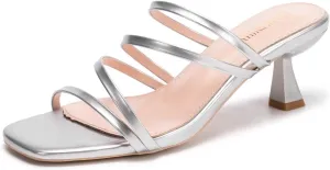 Frank Mully Women's Strappy Heels Comfortable Kitten-Heels Sandals Square Open Toe Cute Wedding Party Evening Prom Dress Pump Sandals Shoes
