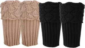 FRCOLOR 2 Pairs Knitted Winter Sock Covers Short Leg Warmers for Women Fashionable Leg Protectors Comfortable Warm Winter Supplies for Outdoor Use