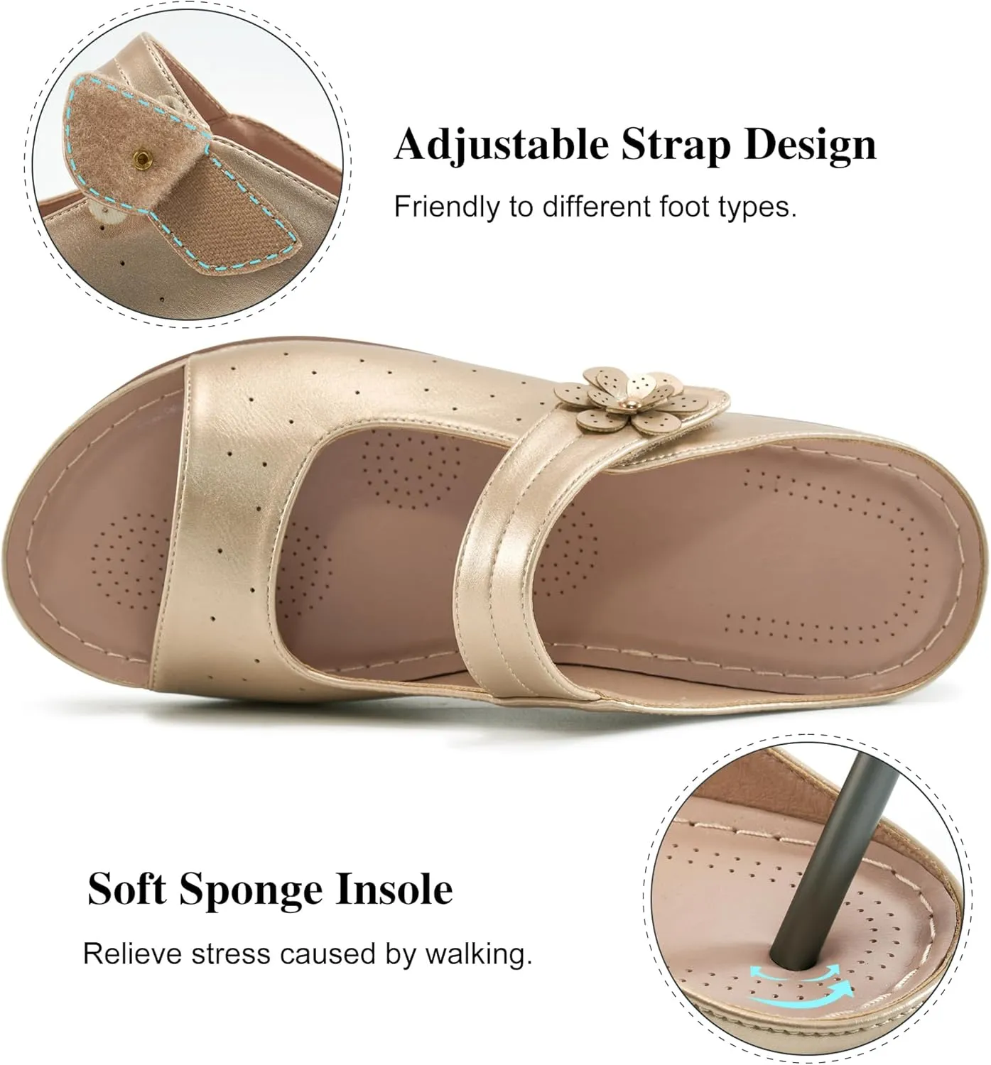 FUDYNMALC Womens Slides Sandals Orthopedic: Comfortable Summer Beach Platform Shoes Ladies Dressy Walking Wedge