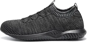 Furuian Slip on Steel Toe Sneakers for Men Women Wide Comfortable Lightweight Work Shoes Indestructible Steel Toe Safety Shoes for Men