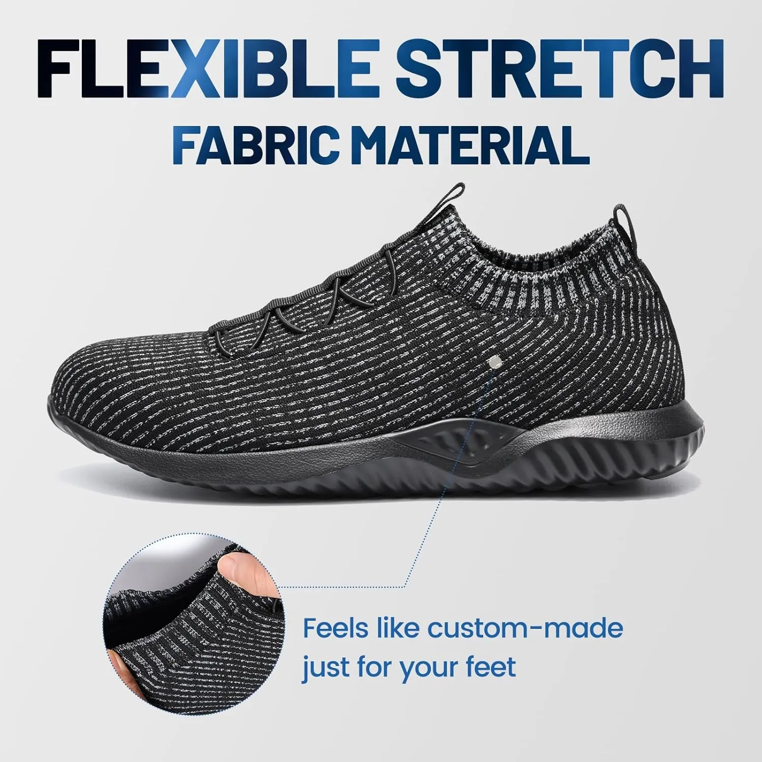 Furuian Slip on Steel Toe Sneakers for Men Women Wide Comfortable Lightweight Work Shoes Indestructible Steel Toe Safety Shoes for Men