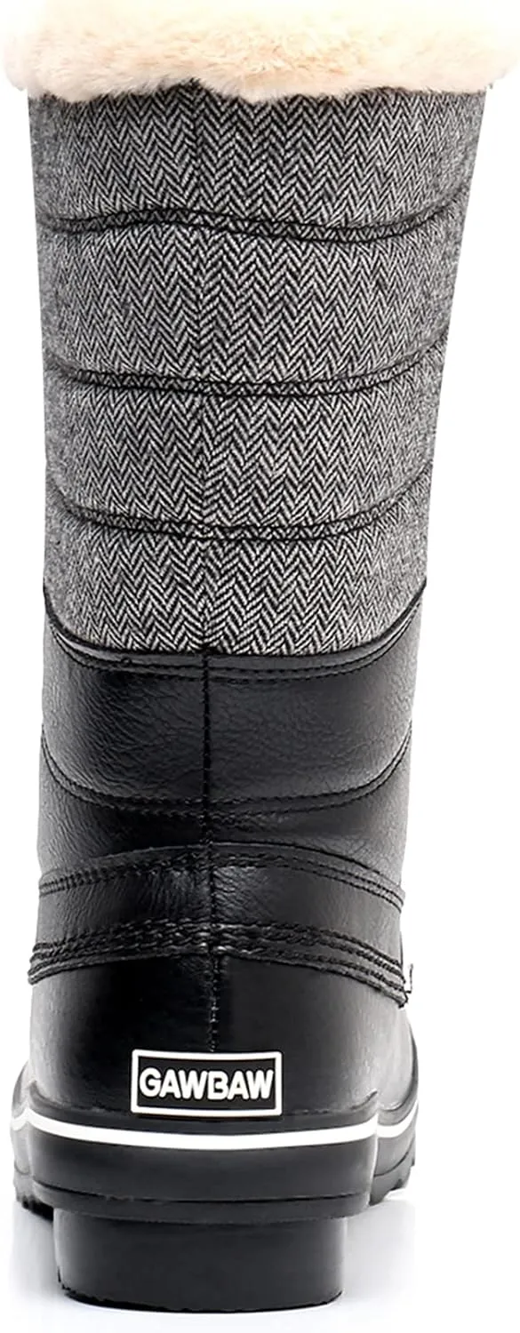 GAWBAW Women's Mid-Calf Waterproof Winter Snow Boots - Warm Faux Fur Lined Duck Boots Cold Weather Lace Up Fashion Boots