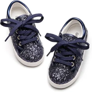 GINFIVE Toddler Girls Sneakers Little Girls Slip On Shoes Glitter Sneakers Toddler