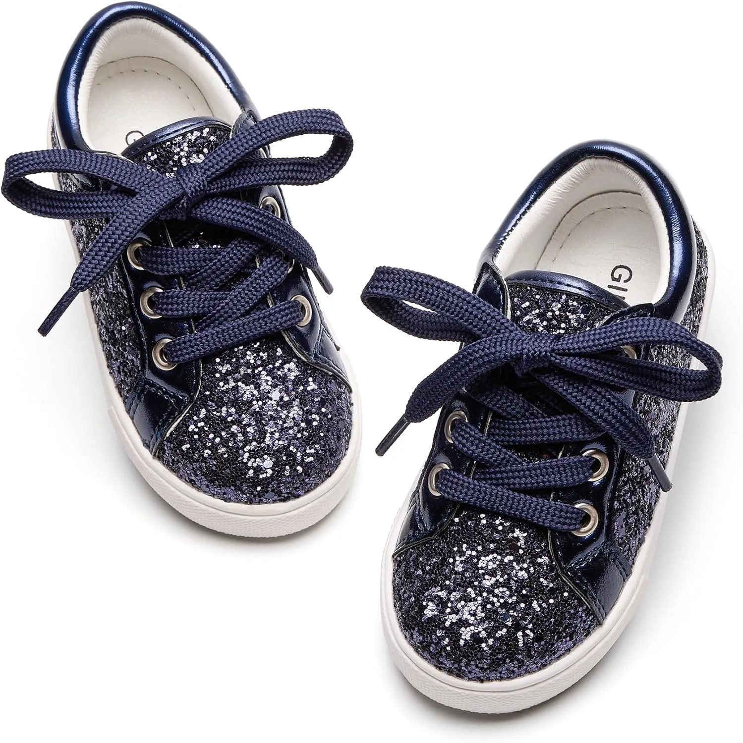 GINFIVE Toddler Girls Sneakers Little Girls Slip On Shoes Glitter Sneakers Toddler