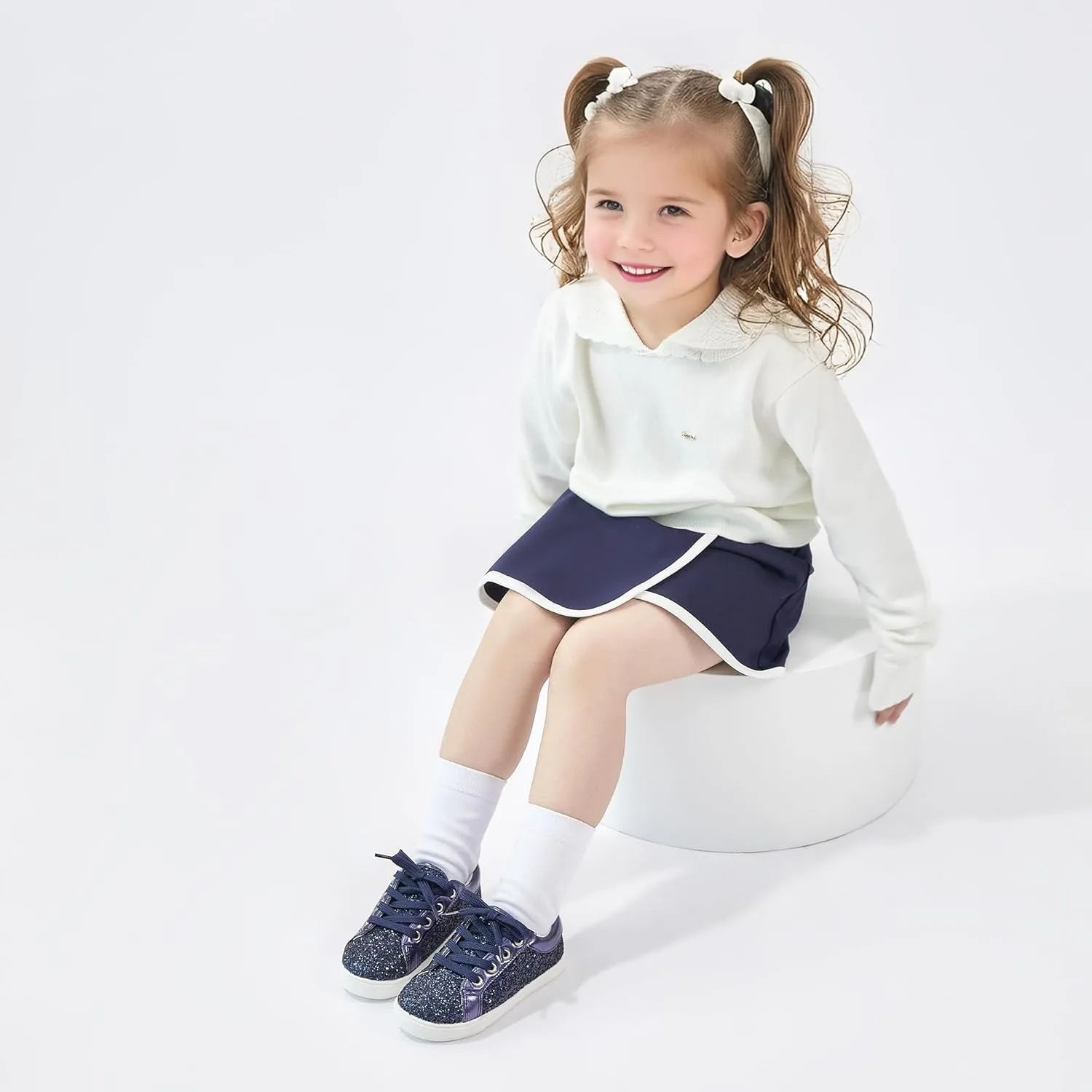 GINFIVE Toddler Girls Sneakers Little Girls Slip On Shoes Glitter Sneakers Toddler