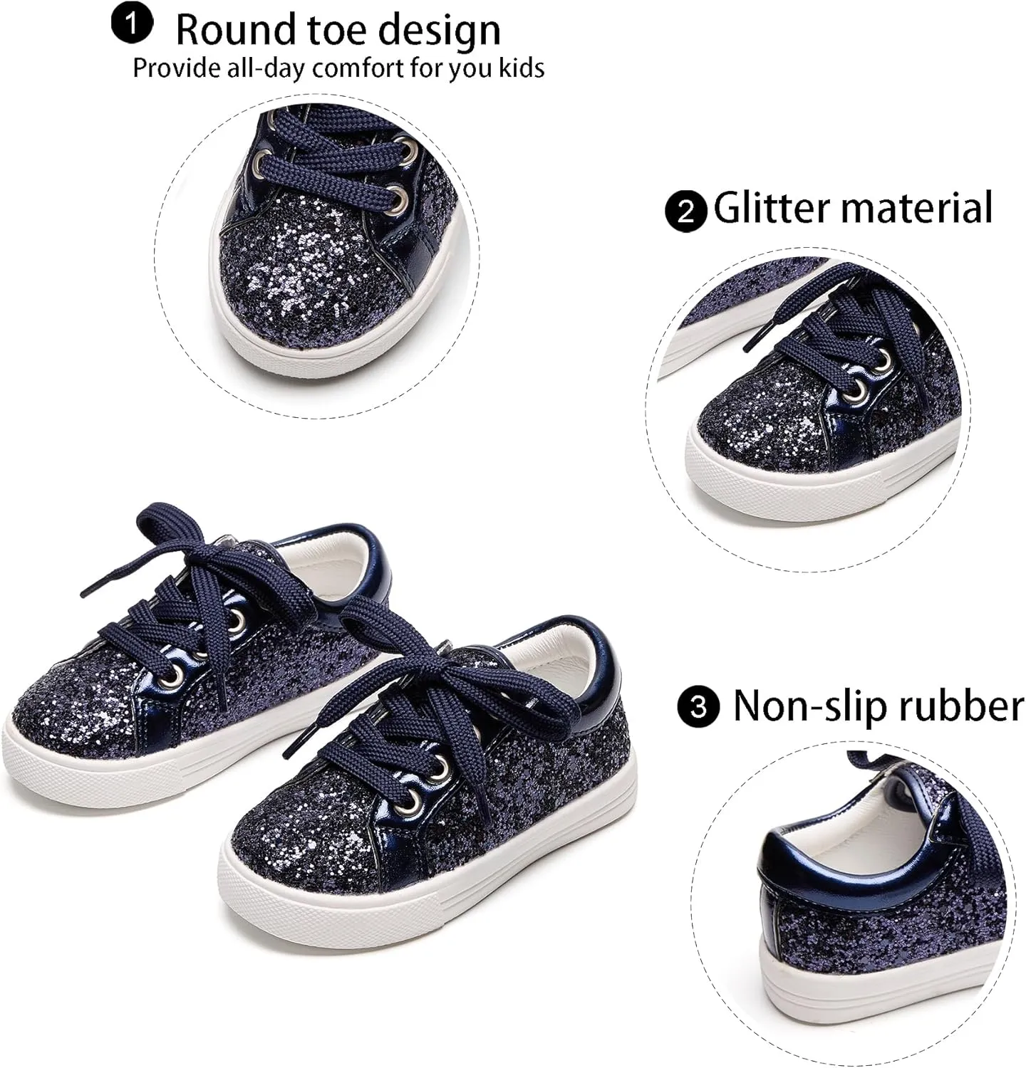 GINFIVE Toddler Girls Sneakers Little Girls Slip On Shoes Glitter Sneakers Toddler