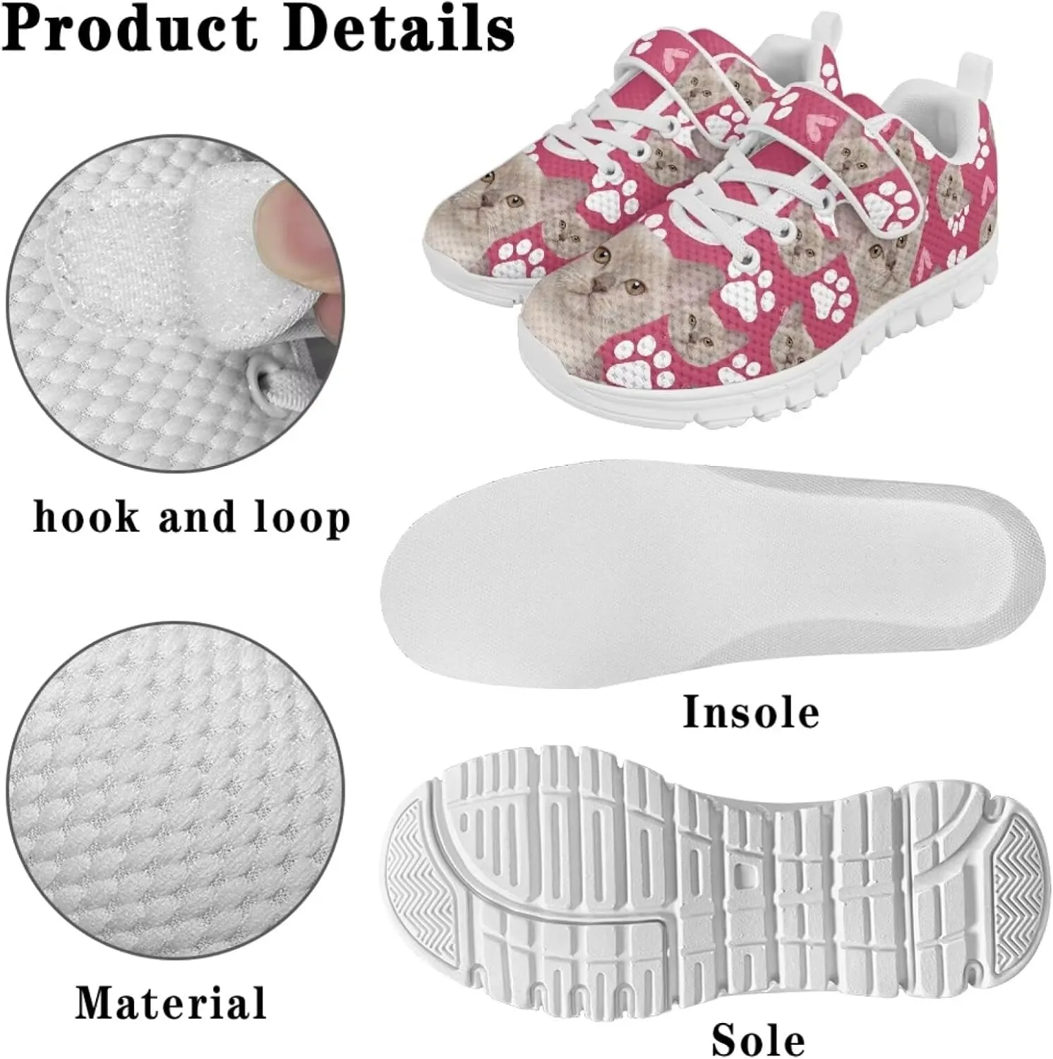 Girls' Athletic Tennis Shoes Cute Slip On Kids Sneakers Running Shoes