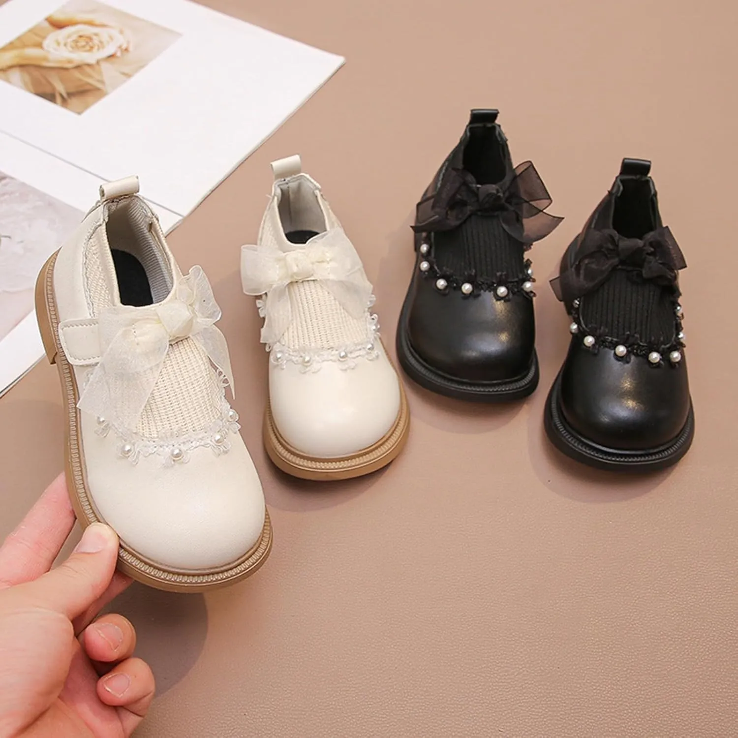 Girls Kids Leather Sneakers Toddler Girl High Toe School Sequins Shoes Childrens Soft Sole Ankle Loafers 𝐖aterproof
