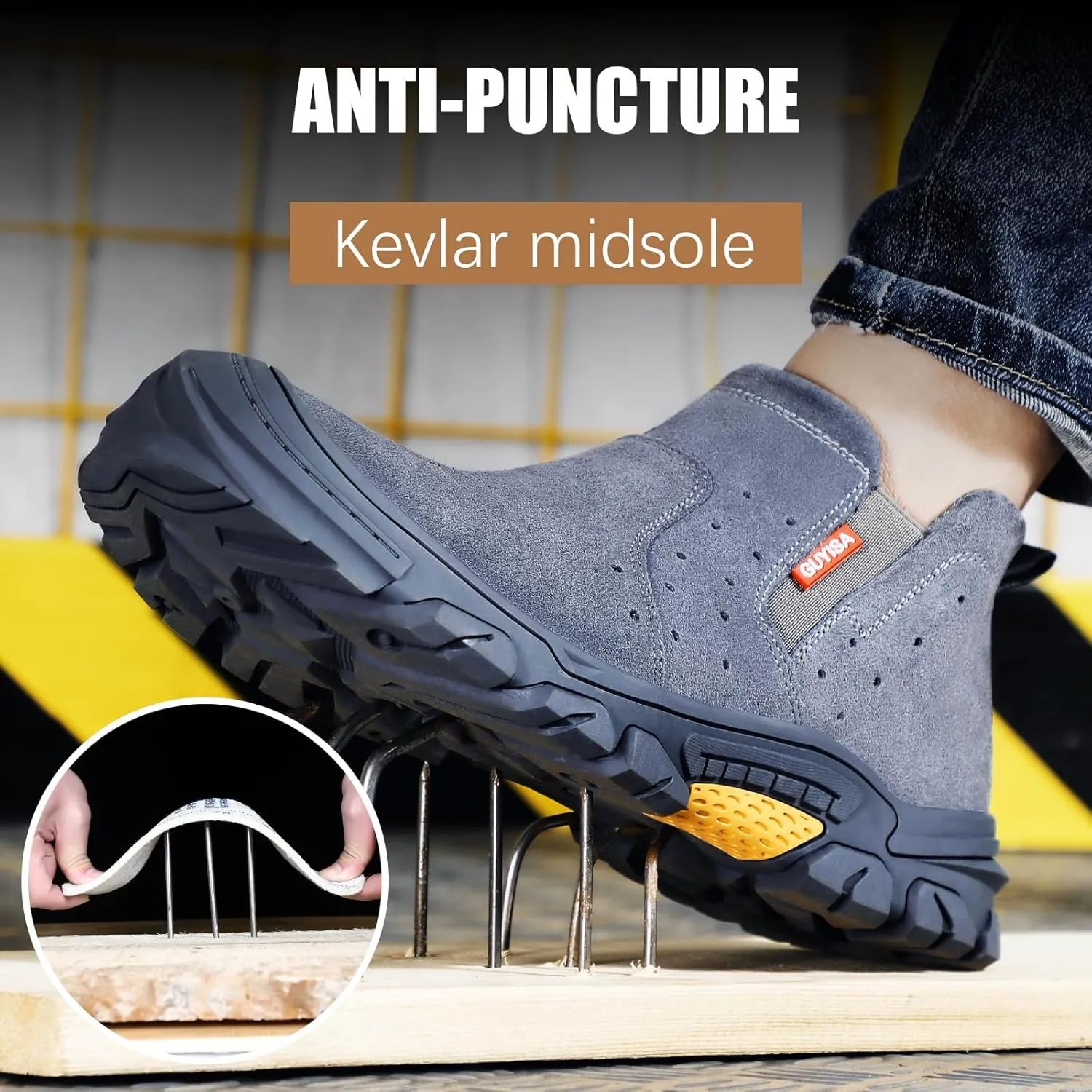 GLANOUDUN Welding Work Boots for Men Slip on Steel Toe Shoes for Men Indestructible Steel Toe Boots Welder Men's Working Shoes Fireproof Safety Footwear for Construction Men's Work & Safety Footwear