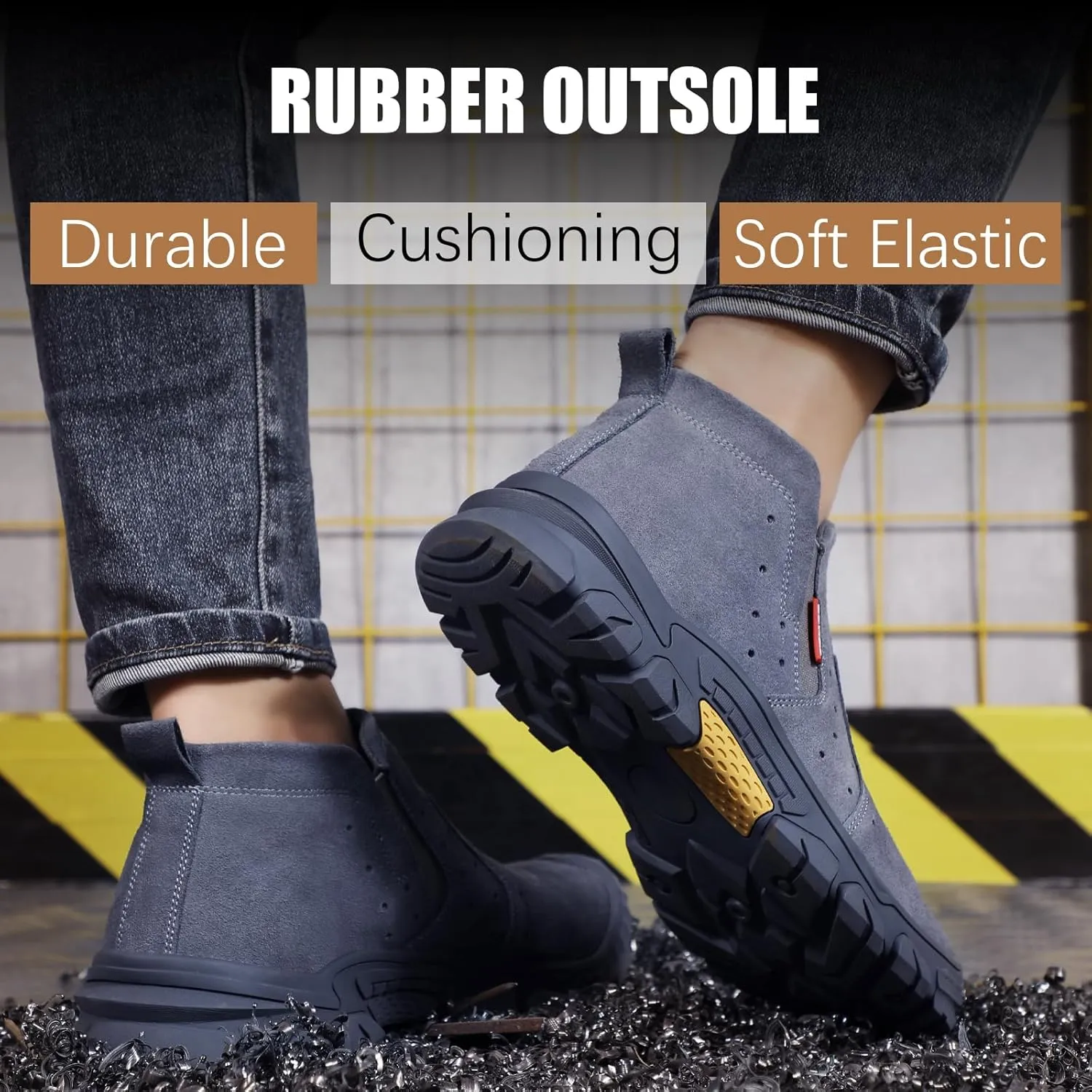 GLANOUDUN Welding Work Boots for Men Slip on Steel Toe Shoes for Men Indestructible Steel Toe Boots Welder Men's Working Shoes Fireproof Safety Footwear for Construction Men's Work & Safety Footwear