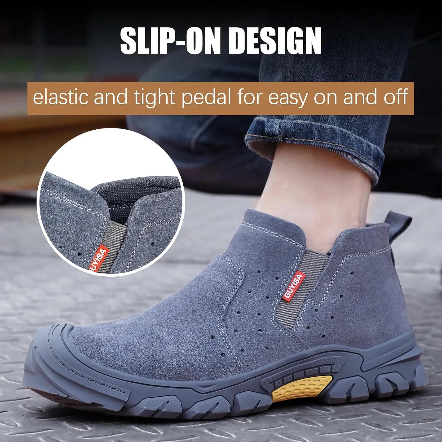 GLANOUDUN Welding Work Boots for Men Slip on Steel Toe Shoes for Men Indestructible Steel Toe Boots Welder Men's Working Shoes Fireproof Safety Footwear for Construction Men's Work & Safety Footwear