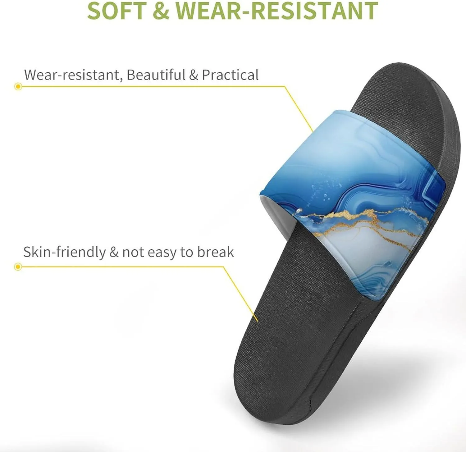 Gold White Blue Agate Paint Funny House Sandals Non Slip Shower Slippers Quick Drying Bathroom Shoes for Women Men