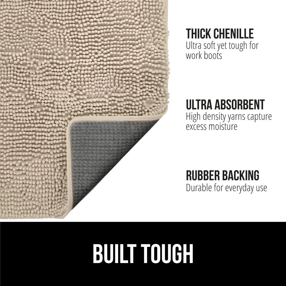 GORILLA GRIP Ultra Absorbent Grippy Doormat for Muddy Dog Paws, 60x36 Machine Washable Soakstopper Rugs Cleaner Floors, Bed Mat for Dirty Dogs, Indoor Entrance Door Rug Pet Bed Mats Beige