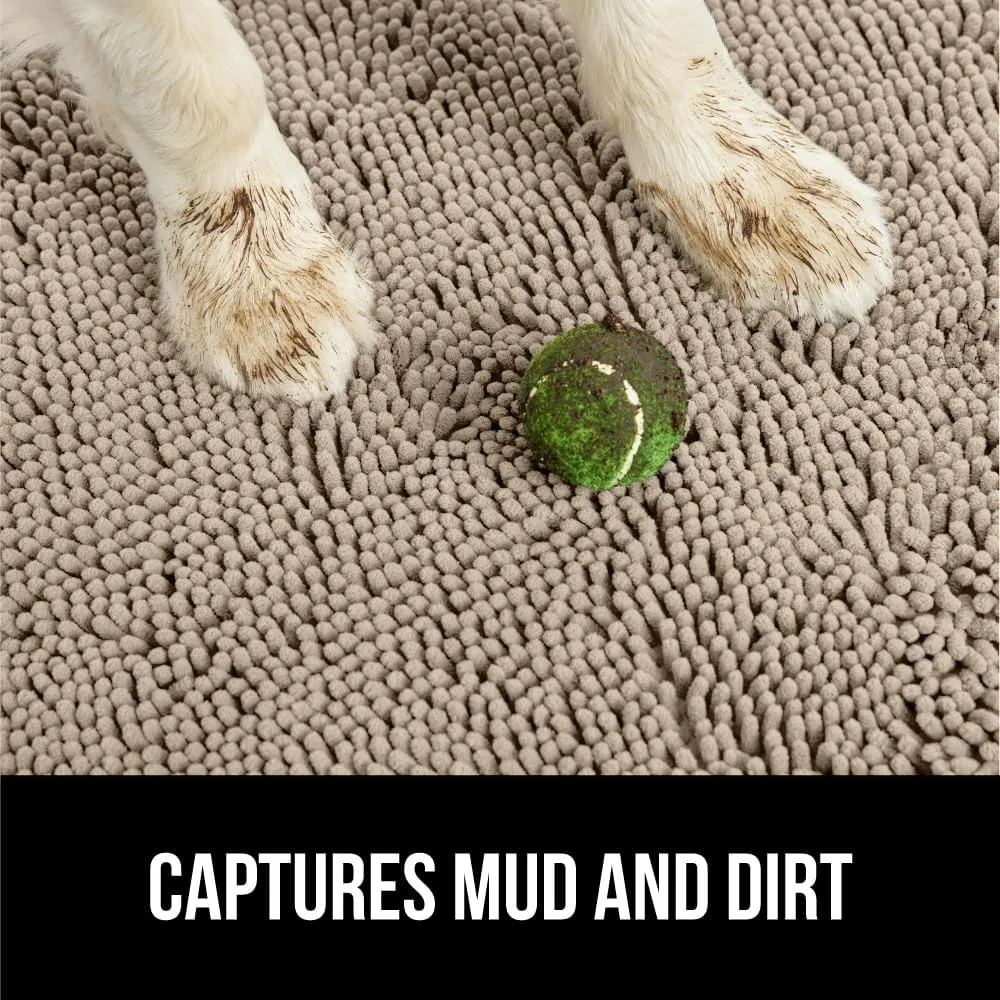 GORILLA GRIP Ultra Absorbent Grippy Doormat for Muddy Dog Paws, 60x36 Machine Washable Soakstopper Rugs Cleaner Floors, Bed Mat for Dirty Dogs, Indoor Entrance Door Rug Pet Bed Mats Beige