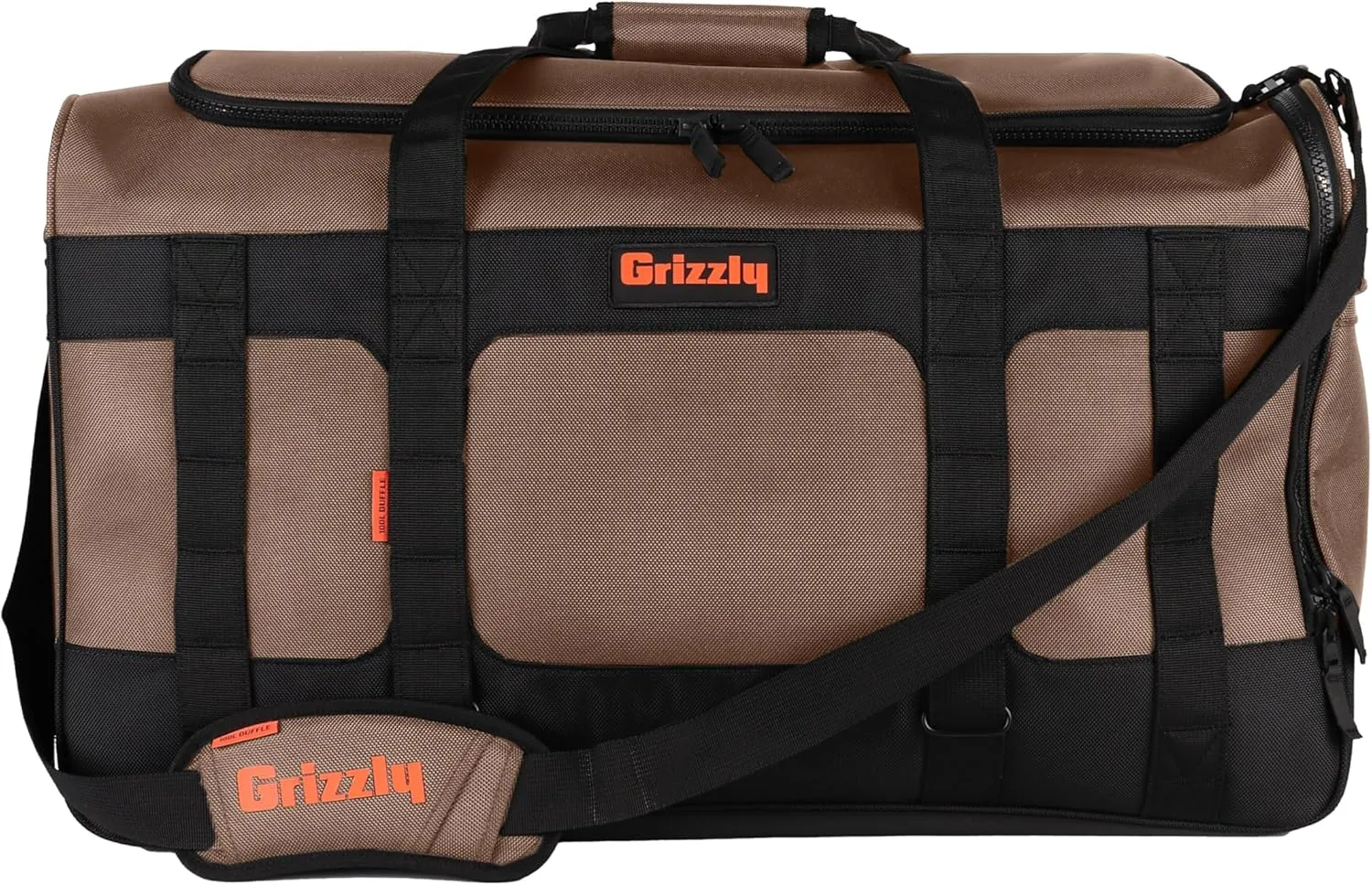 Grizzly Duffle 100 | Heavy-Duty Construction | Water Resistant Base | 100L Capacity | Large Storage Pocket | Tan