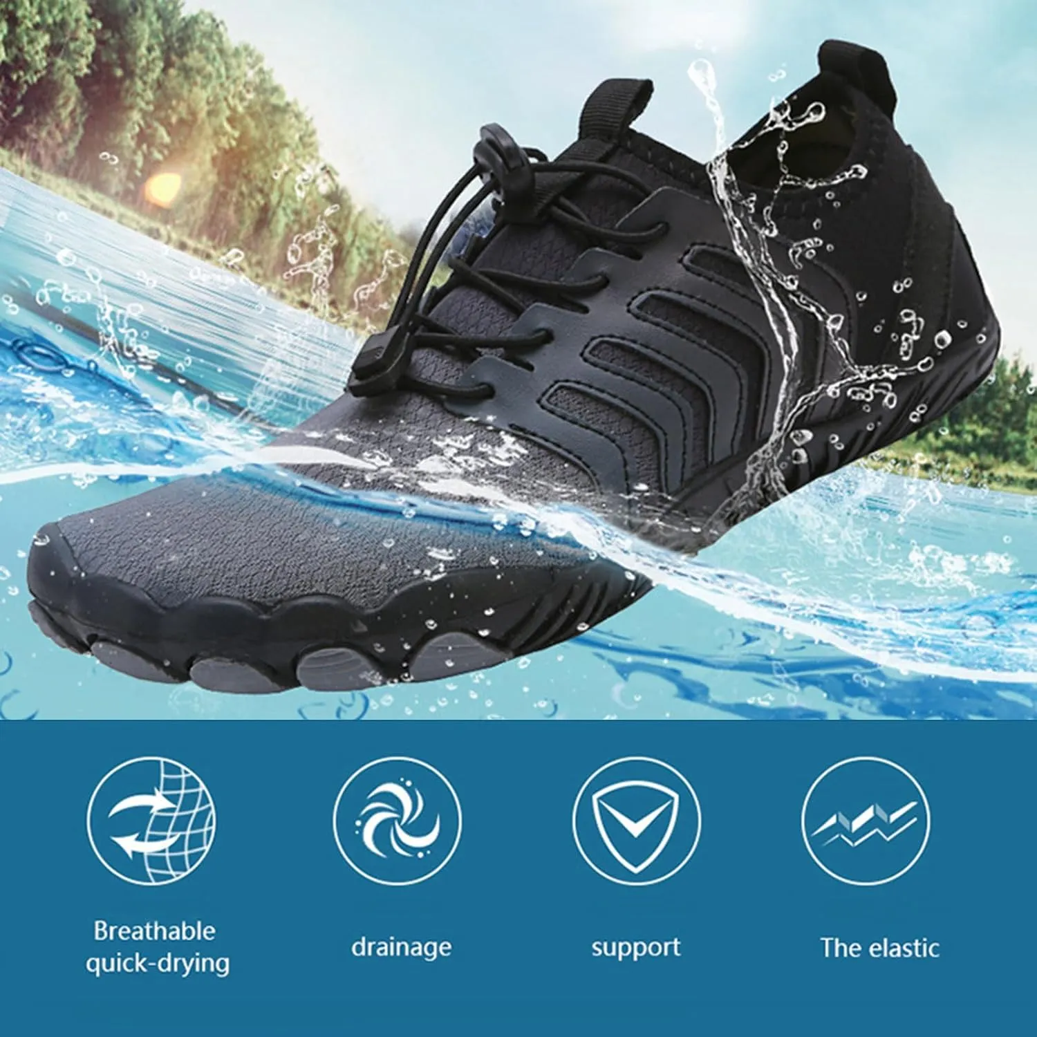Grounded Footwear for Women Neuropathy Water Shoes Aqua Sports Shoe Women Barefoot Water Shoes Quick Drying Trail Running Shoe Comfortable Non-Slip Grounding Barefoot Walking Swim Trainers
