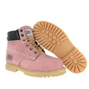 GS003-Lt Pink-8W Steel Toe Work Boots - Light Pink - 8W, English, Capacity, Volume, Leather, 8W, Pink ()