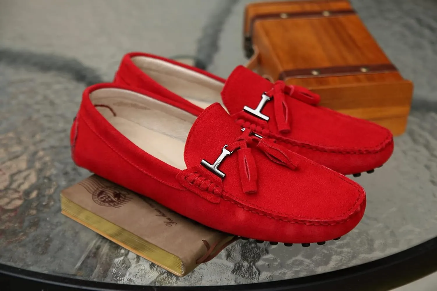 Hanfike Womens Casual Loafers Shoes Slip on Flats with Tassel Buckle Knot