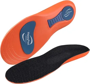 Happy Feet Plantar Fasciitis Insoles, Excellent Shock Absorption and Cushioning Inserts, Extra Foam for Flat Feet Foot Pain Relief, Memory Foam Insoles for Long Standing, Size (8-12 Men)