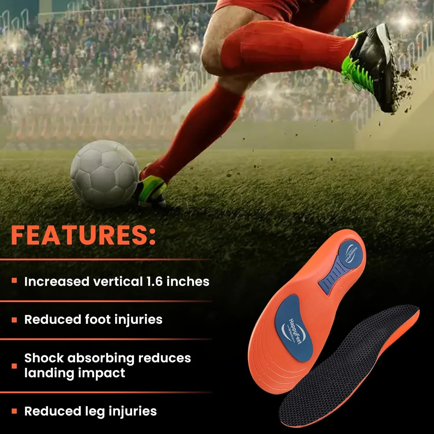 Happy Feet Plantar Fasciitis Insoles, Excellent Shock Absorption and Cushioning Inserts, Extra Foam for Flat Feet Foot Pain Relief, Memory Foam Insoles for Long Standing, Size (8-12 Men)