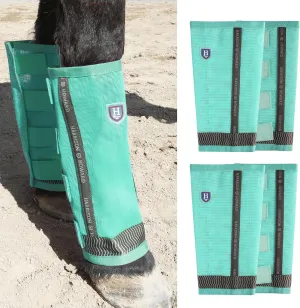 Harrison Howard Loose-Fitting Horse Fly Boots UV-Protective, Breathable Fine Mesh Leggins Stay-on Comfortable Fly Boots with Reflective Strips for Extra Safety (Set of 4) Mint Cob (Medium)