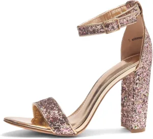 Herstyle Rosemmina Women’s Chunky Block Heels Open Toe Dress Heeled Sandals Ankle Strappy High Heel Pumps Shoes for Prom Wedding Party Office