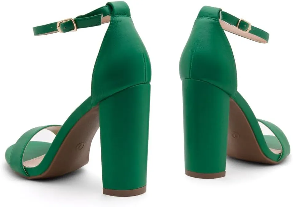 Herstyle Rosemmina Women’s Chunky Block Heels Open Toe Dress Heeled Sandals Ankle Strappy High Heel Pumps Shoes for Prom Wedding Party Office