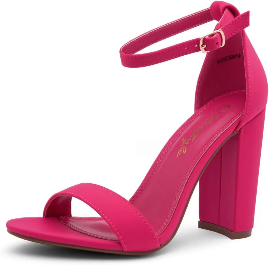 Herstyle Rosemmina Women’s Chunky Block Heels Open Toe Dress Heeled Sandals Ankle Strappy High Heel Pumps Shoes for Prom Wedding Party Office