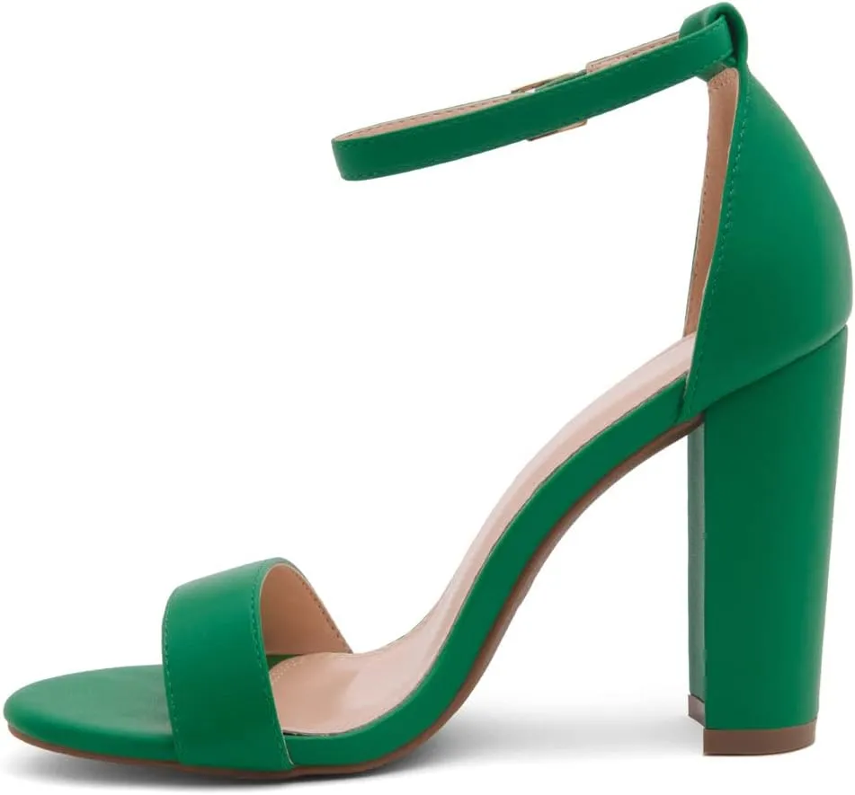 Herstyle Rosemmina Women’s Chunky Block Heels Open Toe Dress Heeled Sandals Ankle Strappy High Heel Pumps Shoes for Prom Wedding Party Office
