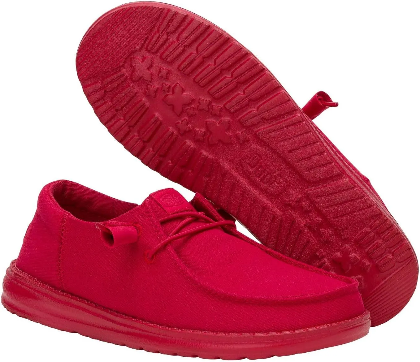 HEYDUDE Wendy Funk Mono Canvas Varsity Red Women’s Shoes, Slip-on Loafers, Comfortable & Light-Weigh