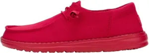 HEYDUDE Wendy Funk Mono Canvas Varsity Red Women’s Shoes, Slip-on Loafers, Comfortable & Light-Weigh