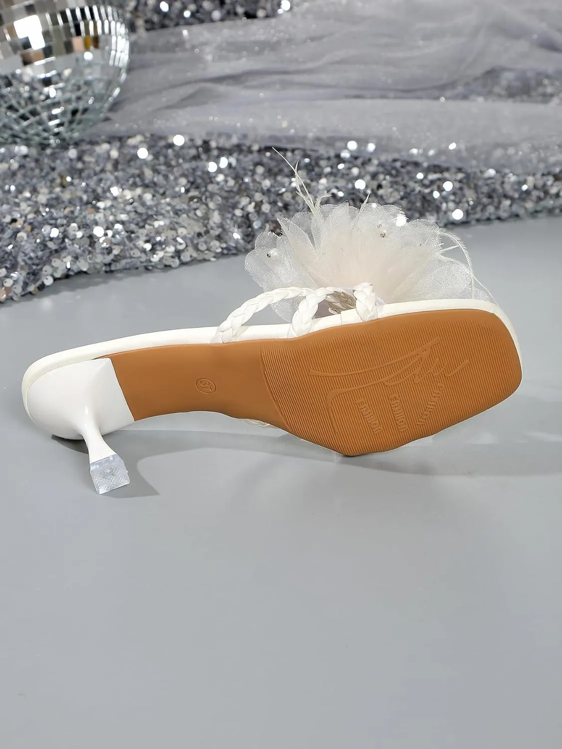High Heel Mules for Women, Rhinestone Butterfly Strap Sandals with Emerald Gemstone, 2.75inch Slim Heel Party Shoes for Evening Gowns & Formal Events