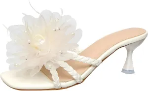 High Heel Mules for Women, Rhinestone Butterfly Strap Sandals with Emerald Gemstone, 2.75inch Slim Heel Party Shoes for Evening Gowns & Formal Events