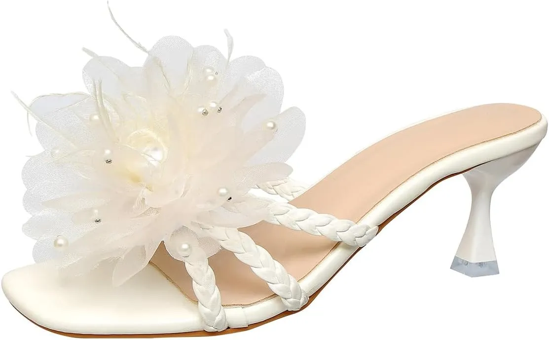 High Heel Mules for Women, Rhinestone Butterfly Strap Sandals with Emerald Gemstone, 2.75inch Slim Heel Party Shoes for Evening Gowns & Formal Events