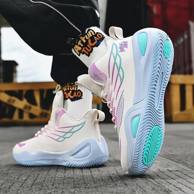 High Top Womens Mens Basketball Shoes Breathable Non Slip Unisex-Adult Outdoor Sneakers Cushioning Workout Shoes for Fitness
