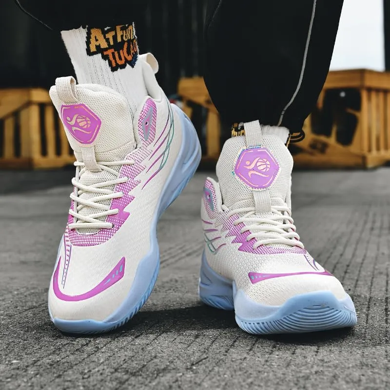 High Top Womens Mens Basketball Shoes Breathable Non Slip Unisex-Adult Outdoor Sneakers Cushioning Workout Shoes for Fitness
