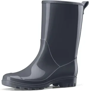 HISEA Women's Mid Calf Rain Boots Waterproof Garden Shoes Fashion Rubber Boots Anti-Slipping Rainboots for Ladies with Comfort Insole Lightweight Mid Height Outdoor Rain Shoes