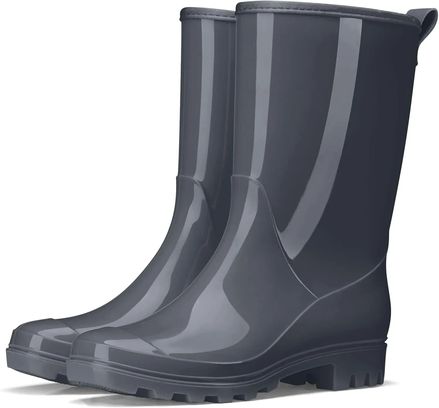 HISEA Women's Mid Calf Rain Boots Waterproof Garden Shoes Fashion Rubber Boots Anti-Slipping Rainboots for Ladies with Comfort Insole Lightweight Mid Height Outdoor Rain Shoes